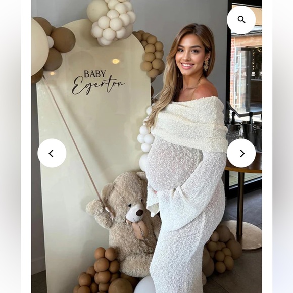 Momyknows Off Shoulder Bodycon Baby Shower Maternity Maxi Dress - Picture 1 of 3